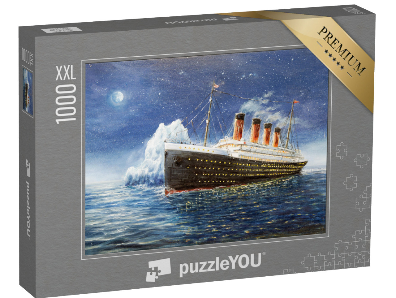 Puzzle 1000 Teile XXL „Ölgemälde: Die Titanic zerschellt am Eisberg“