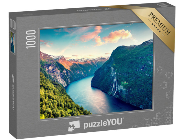 Puzzle 1000 Teile „Abendstimmung am Sunnylvsfjord in Norwegen“