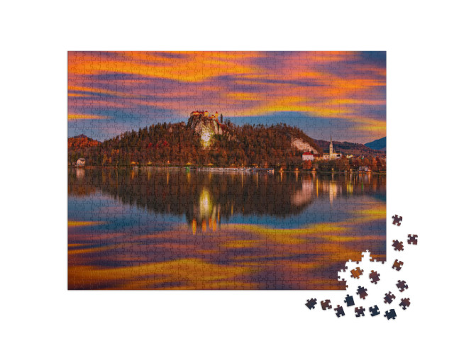 Puzzle 1000 Teile „Ein slowenisches See im Herbst“