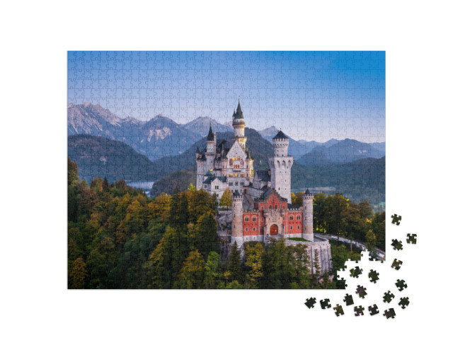 Puzzle 1000 Teile „Schloss Neuschwanstein kurz vor Sonnenaufgang“