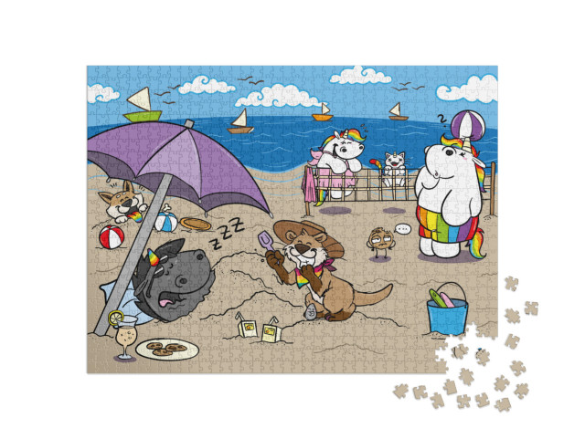 Puzzle 1000 Teile „Pummeleinhorn: Pummel & Friends - Strand“