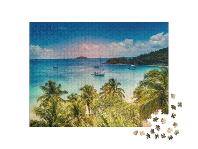 Puzzle 1000 Teile „Weißer Sandstrand, Saint-Vincent und die Grenadinen, Karibik“