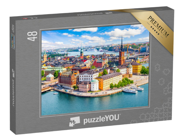 Puzzle 48 Teile „Blick auf die Altstadt von Stockholm, Schweden“