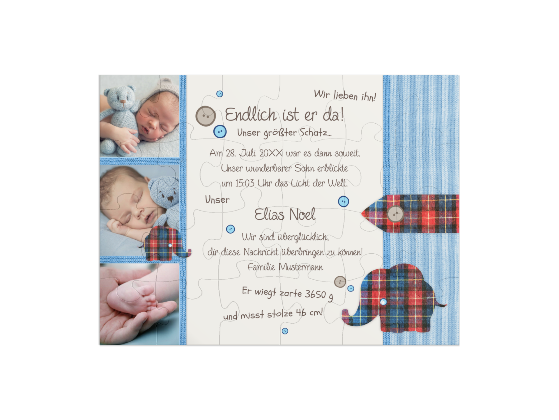 "Textil" in Querformat babyblau