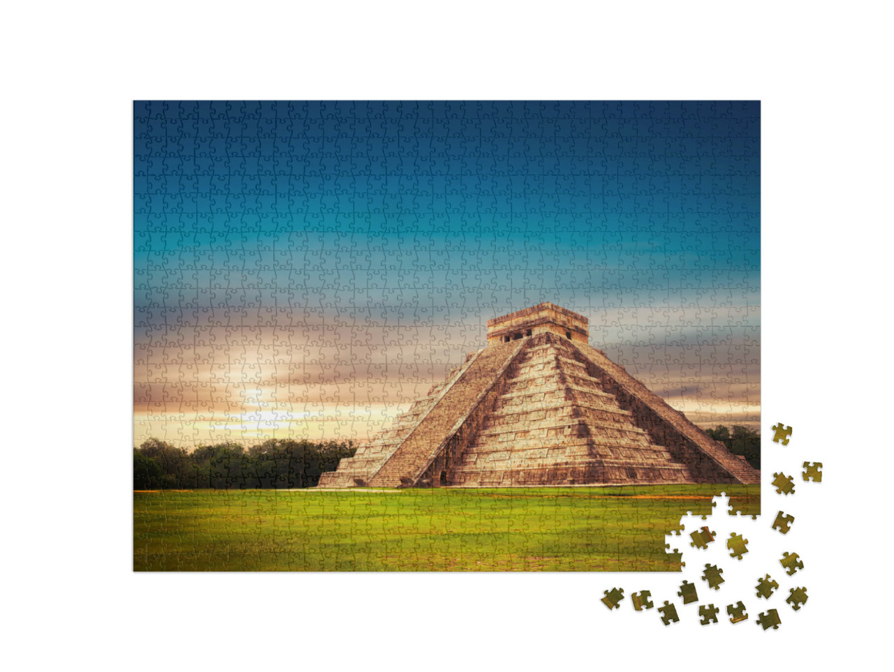 Puzzle 1000 Teile „Tempel von Kukulkan, Pyramide in Chichén Itzá, Yucatan, Mexiko“