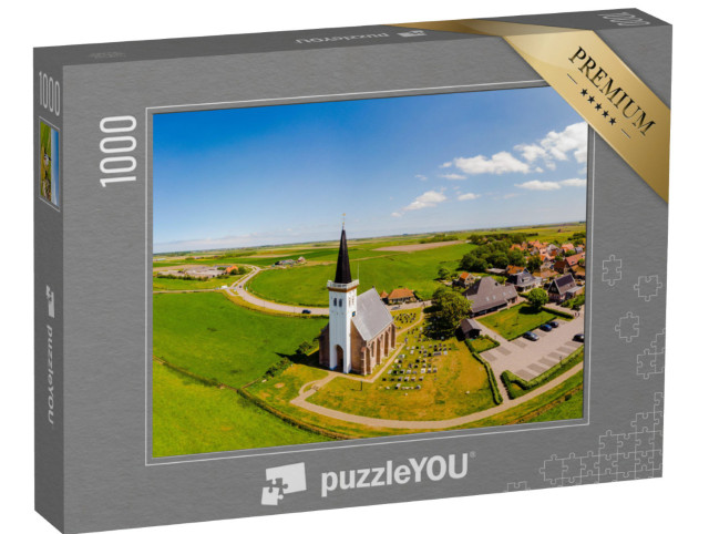 Puzzle 1000 Teile „Weiße Kirche in Den Hoorn auf Texel in den Niederlanden“