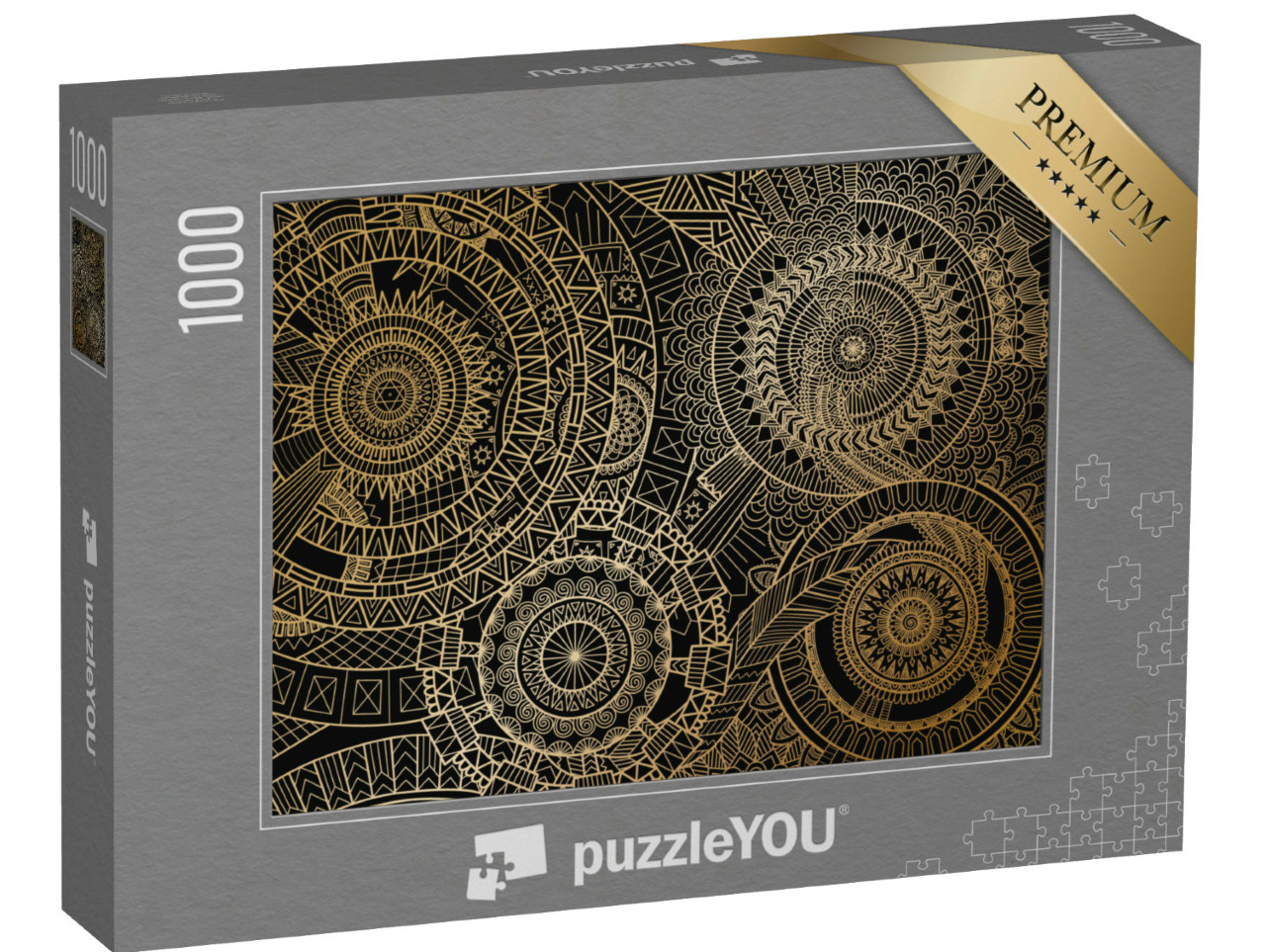 Puzzle 1000 Teile „Mandala-Bewegung in goldenen Linien“