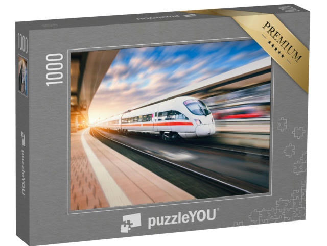 Puzzle 1000 Teile „ICE bei der Durchfahrt durch den Bahnhof“