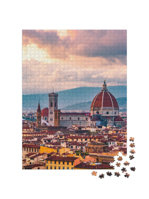 Puzzle 1000 Teile „Sonnenuntergang über Florenz in Italien“
