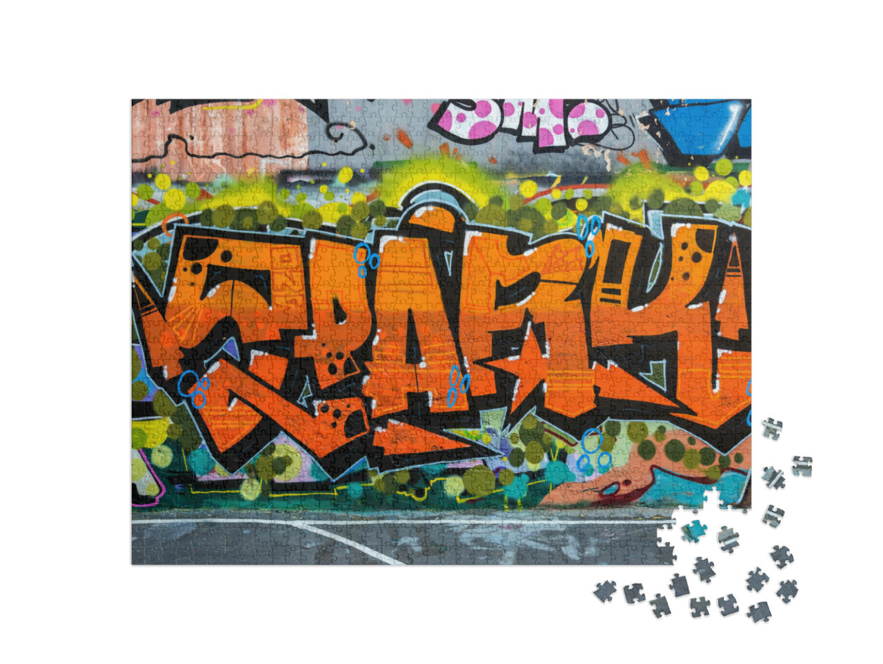 Puzzle 1000 Teile „Graffiti Street Art an einer kompletten Wand“