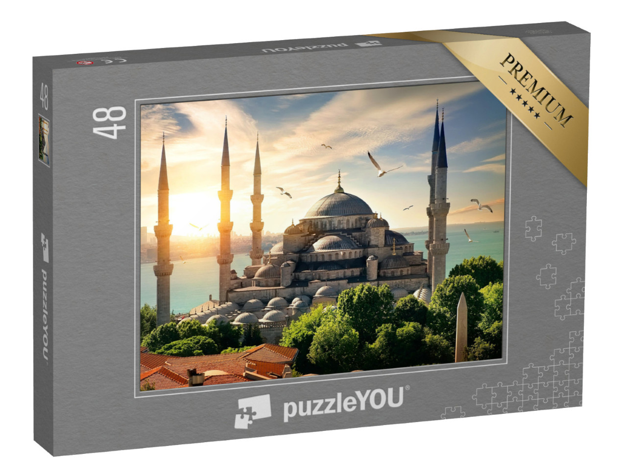 Puzzle 48 Teile „Möwen über der Blauen Moschee und dem Bosporus in Istanbul“