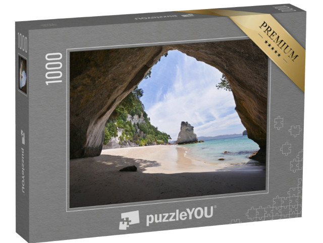 Puzzle 1000 Teile „Kathedrale Cove Strand auf der Coromandel Halbinsel, Neuseeland, Nordinsel“