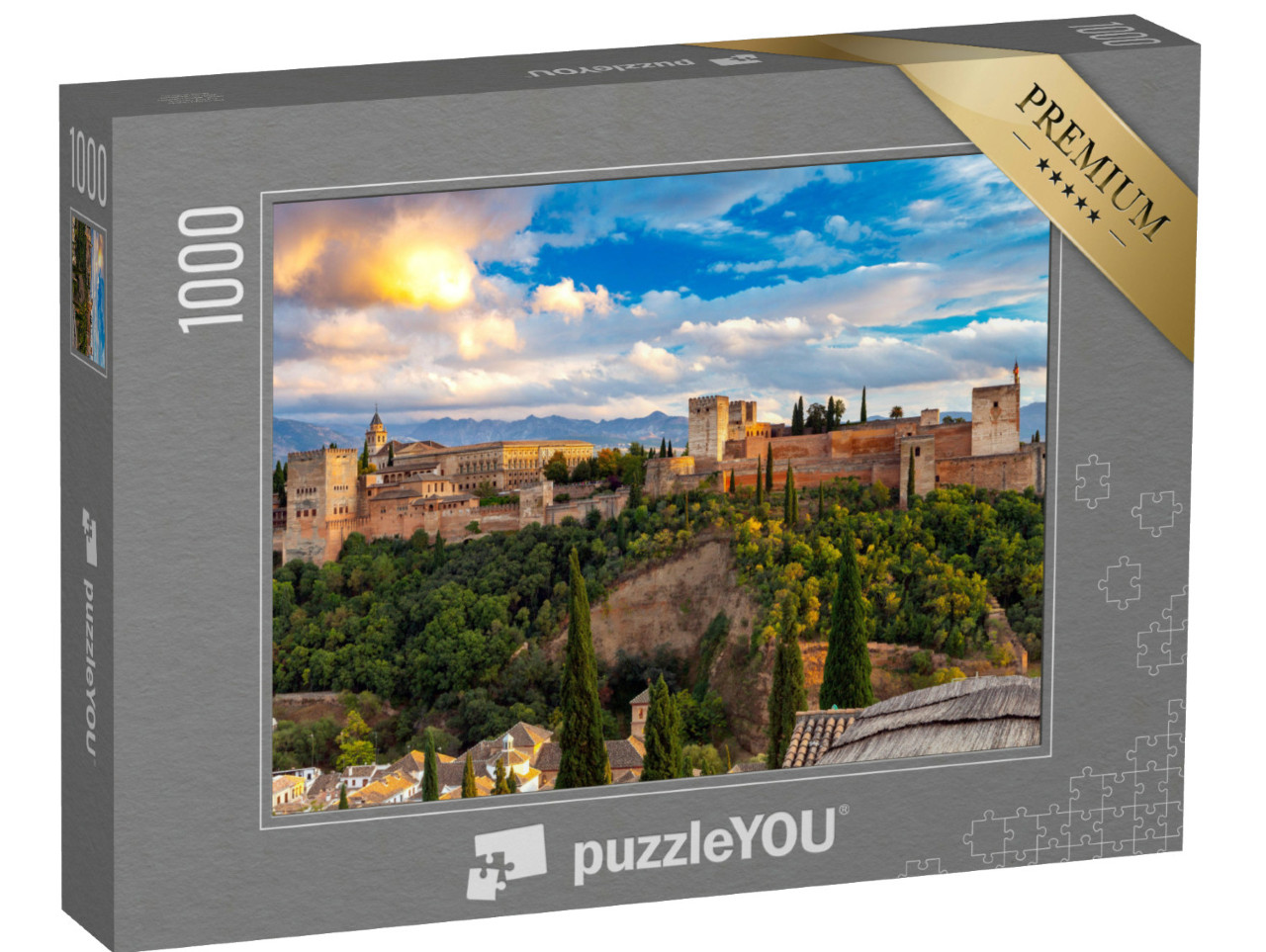 Puzzle 1000 Teile „Die Alhambra im wunderschönen Sonnenuntergang, Granada, Spanien“