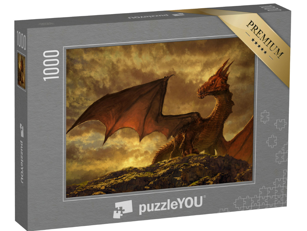 Puzzle 1000 Teile „Wunderschöne Fantasy mit einem roten Drachen“