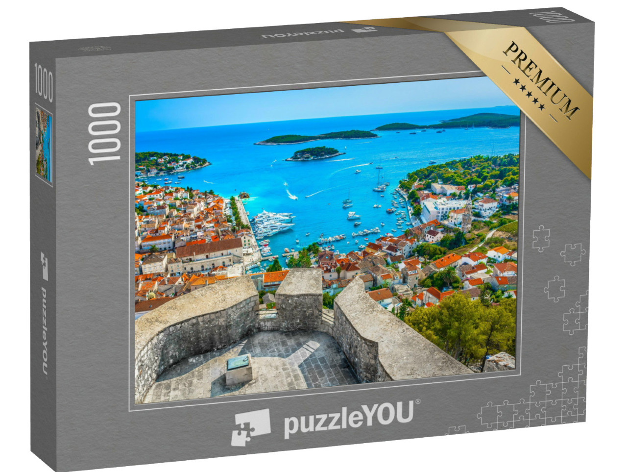 Puzzle 1000 Teile „Luftaufnahme am Archipel vor der Stadt Hvar, Kroatien“