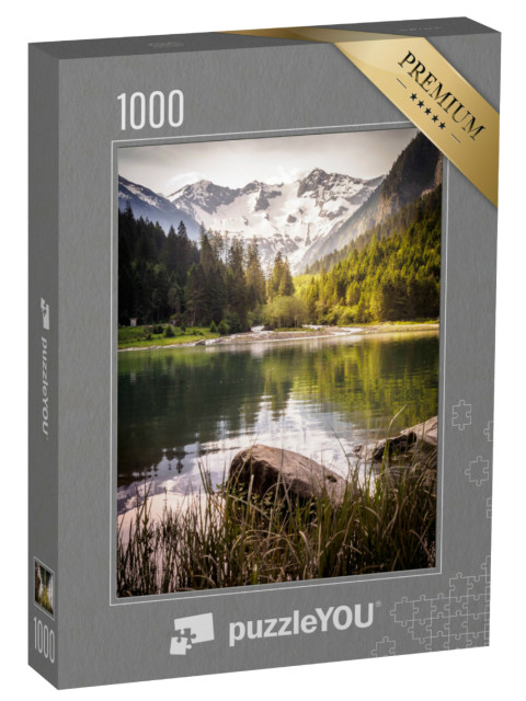 Puzzle 1000 Teile „Schöner Sommermorgen am Stillup-Stausee im Zillertal, Tirol“