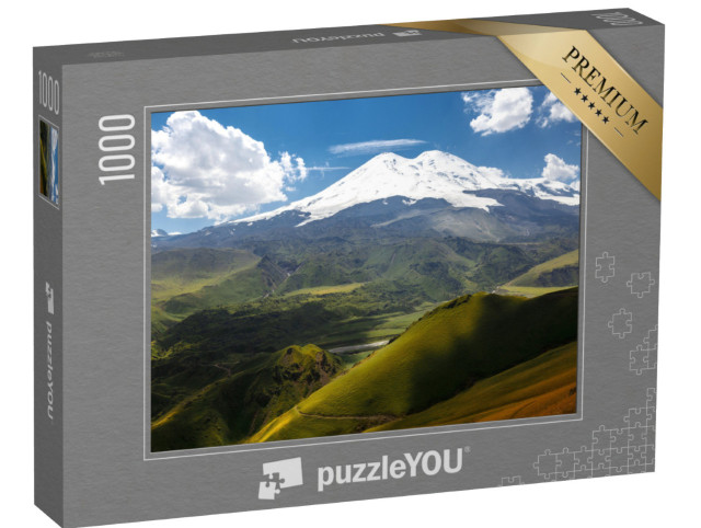 Puzzle 1000 Teile „Grüne Hügel am Elbrus, Nordkaukasus, Russland“