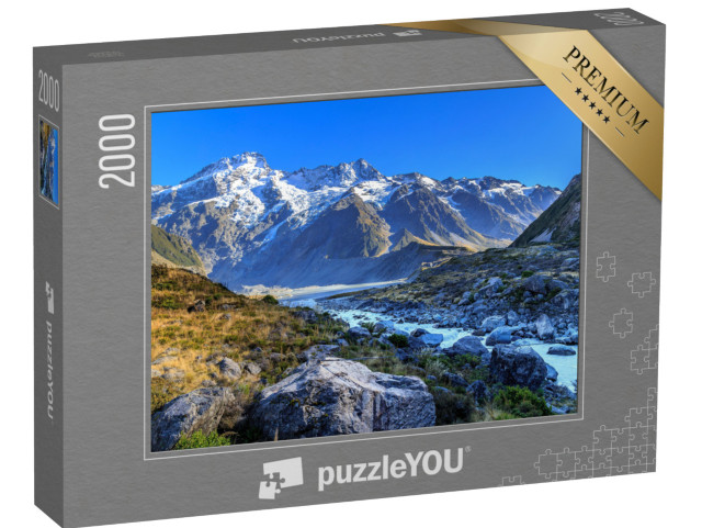 Puzzle 2000 Teile „Mount Cook und Mueller-See, Neuseeland“