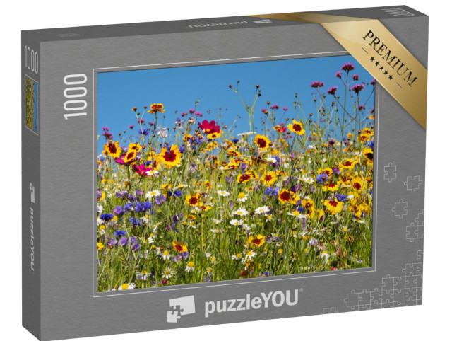 Puzzle 1000 Teile „Bunte Wildblumen blühen vor dem Savill Garden, Egham, Surrey“