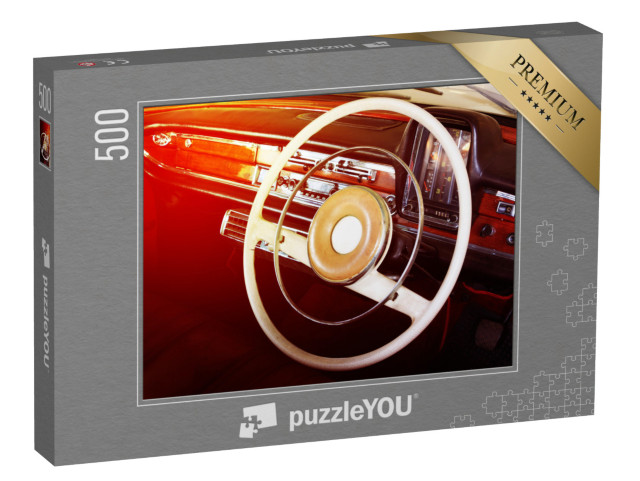 Puzzle 500 Teile „Nahaufnahme von Lenkrad eines Oldtimers“