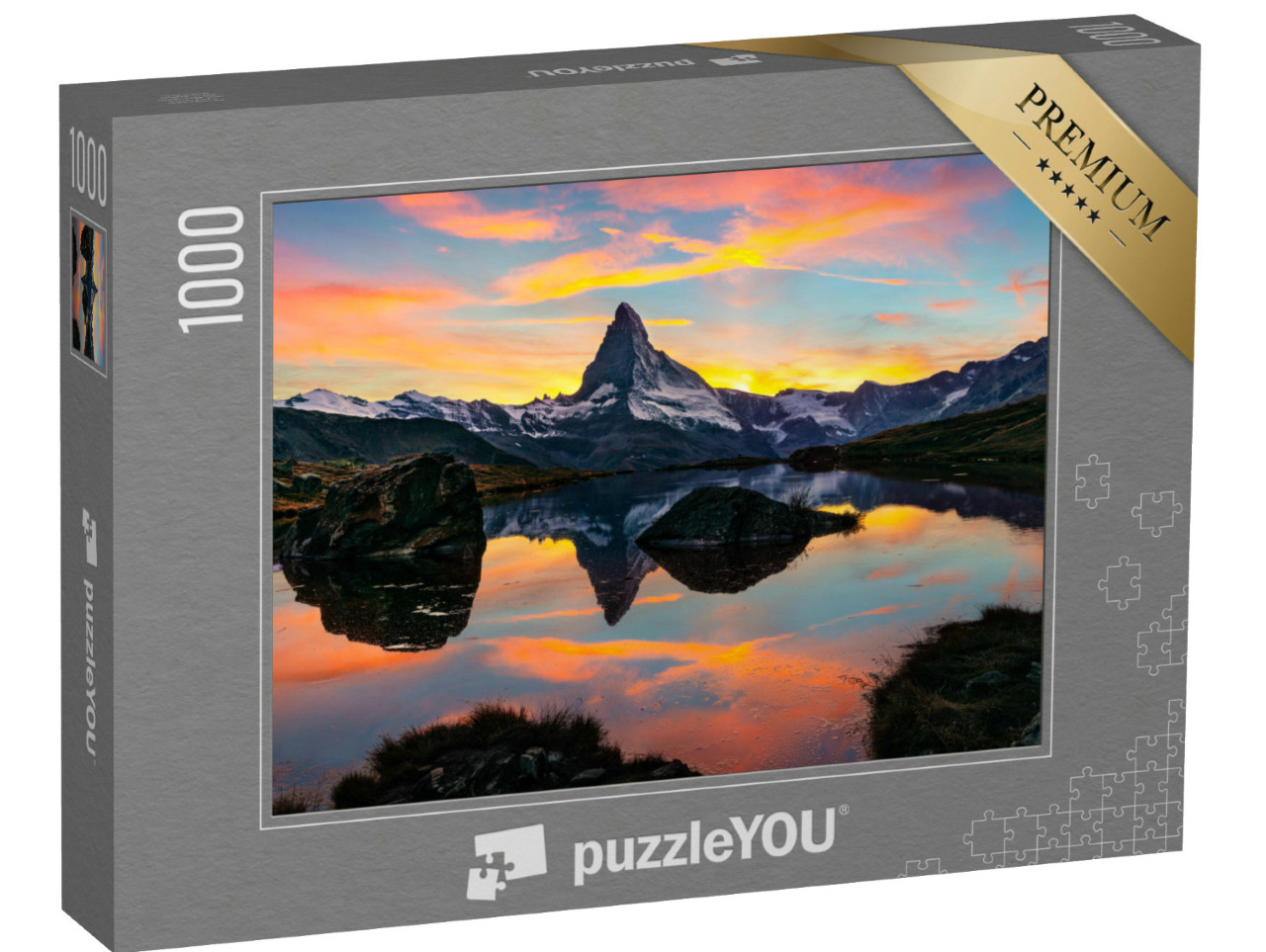 Puzzle 1000 Teile „Morgendlicher Blick auf den Stellisee am Matterhorn, Alpen, Schweiz“