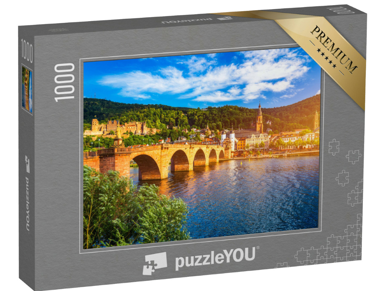 Puzzle 1000 Teile „Wunderschöne Stadt Heidelberg mit Neckar, Deutschland“
