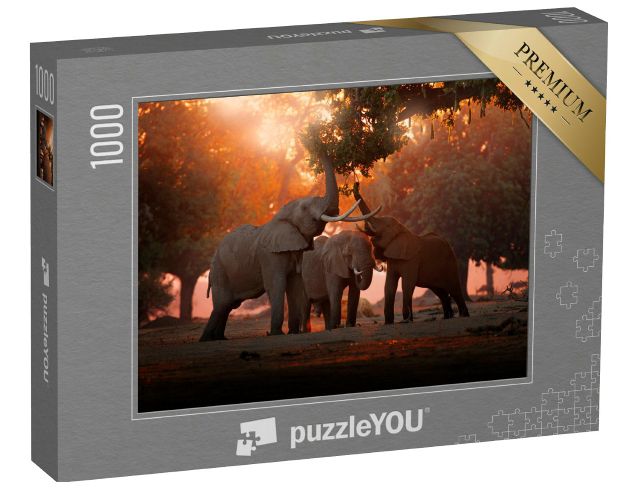 Puzzle 1000 Teile „Elefant beim Fressen im Mana Pools Nationalpark, Simbabwe“