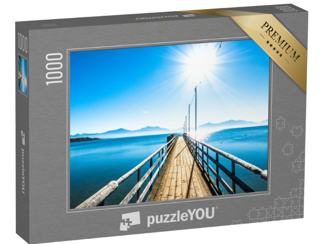 Puzzle 1000 Teile „Landschaft am Chiemsee, Blick auf die Berge, Bayern“