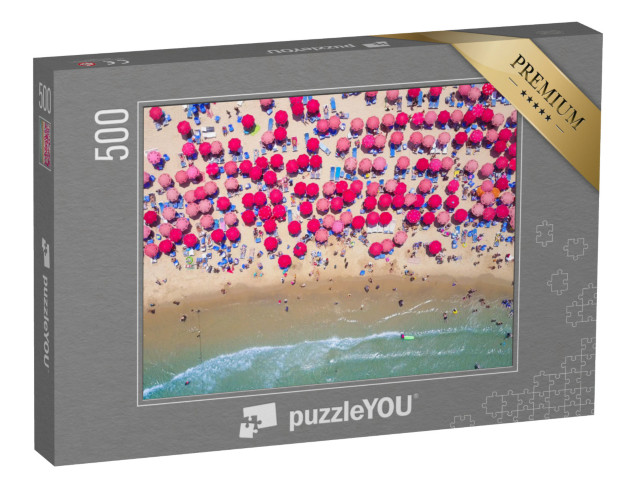 Puzzle 500 Teile „Tropischer Strand mit bunten Sonnenschirmen “