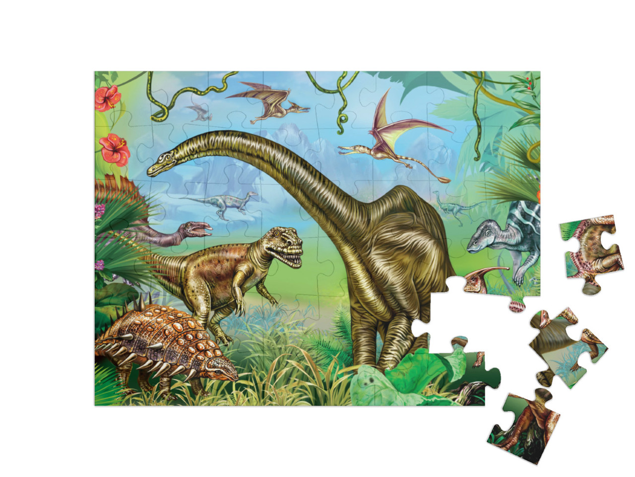 Puzzle 48 Teile „Welt der beeindruckenden Dinosaurier“