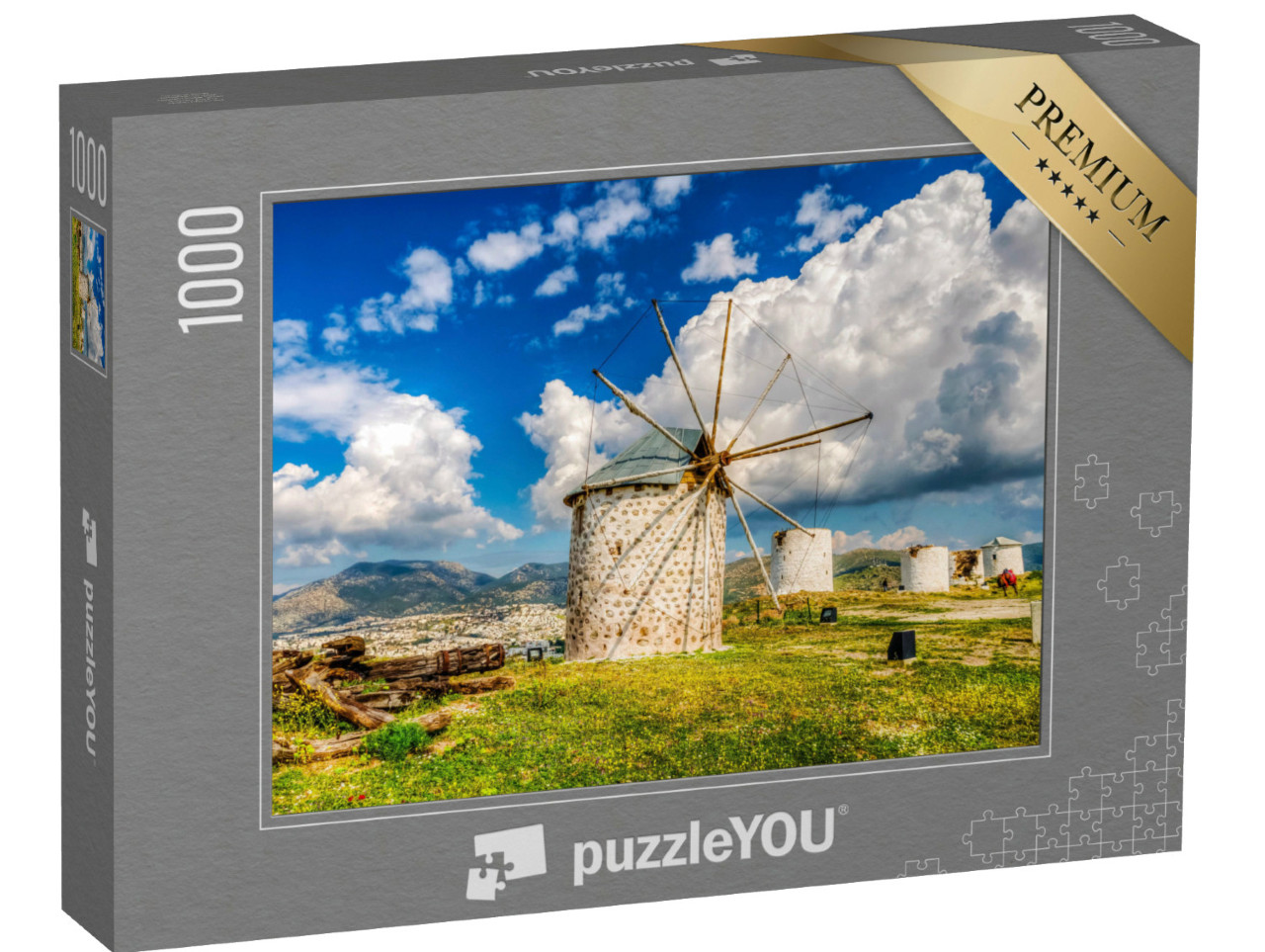 Puzzle 1000 Teile „Windmühlen der Stadt Bodrum, Türkei“