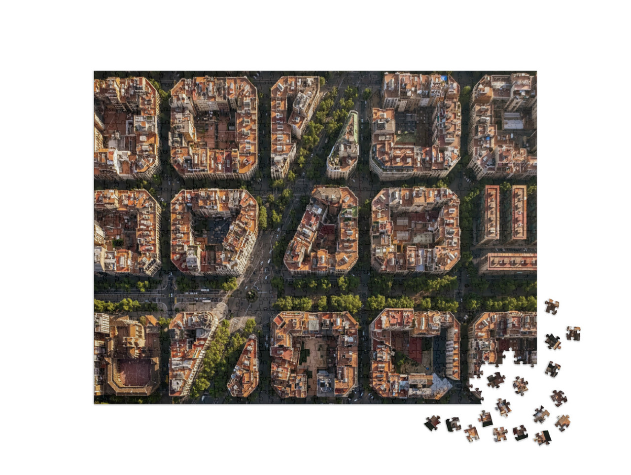 Puzzle 1000 Teile „Typische Bauweise von Barcelona, Spanien“