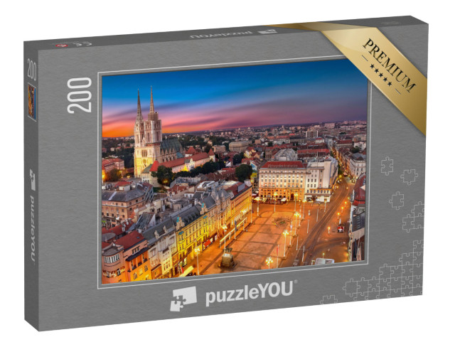 Puzzle 200 Teile „Nacht über dem Ban Jelacic Platz, Zagreb, Kroatien“