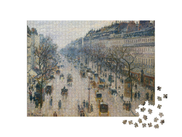 Puzzle 1000 Teile „Camille Pissarro - Der Boulevard Montmartre an einem Wintermorgen“