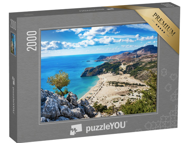 Puzzle 2000 Teile „Strand mit goldenem Sand: Tsambika, Rhodos, Griechenland“