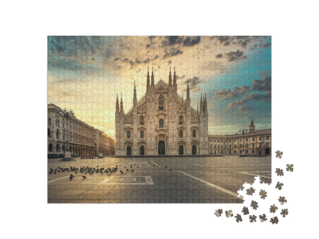Puzzle 1000 Teile „Duomo zu Mailand, Kathedrale bei Sonnenaufgang, Italien“