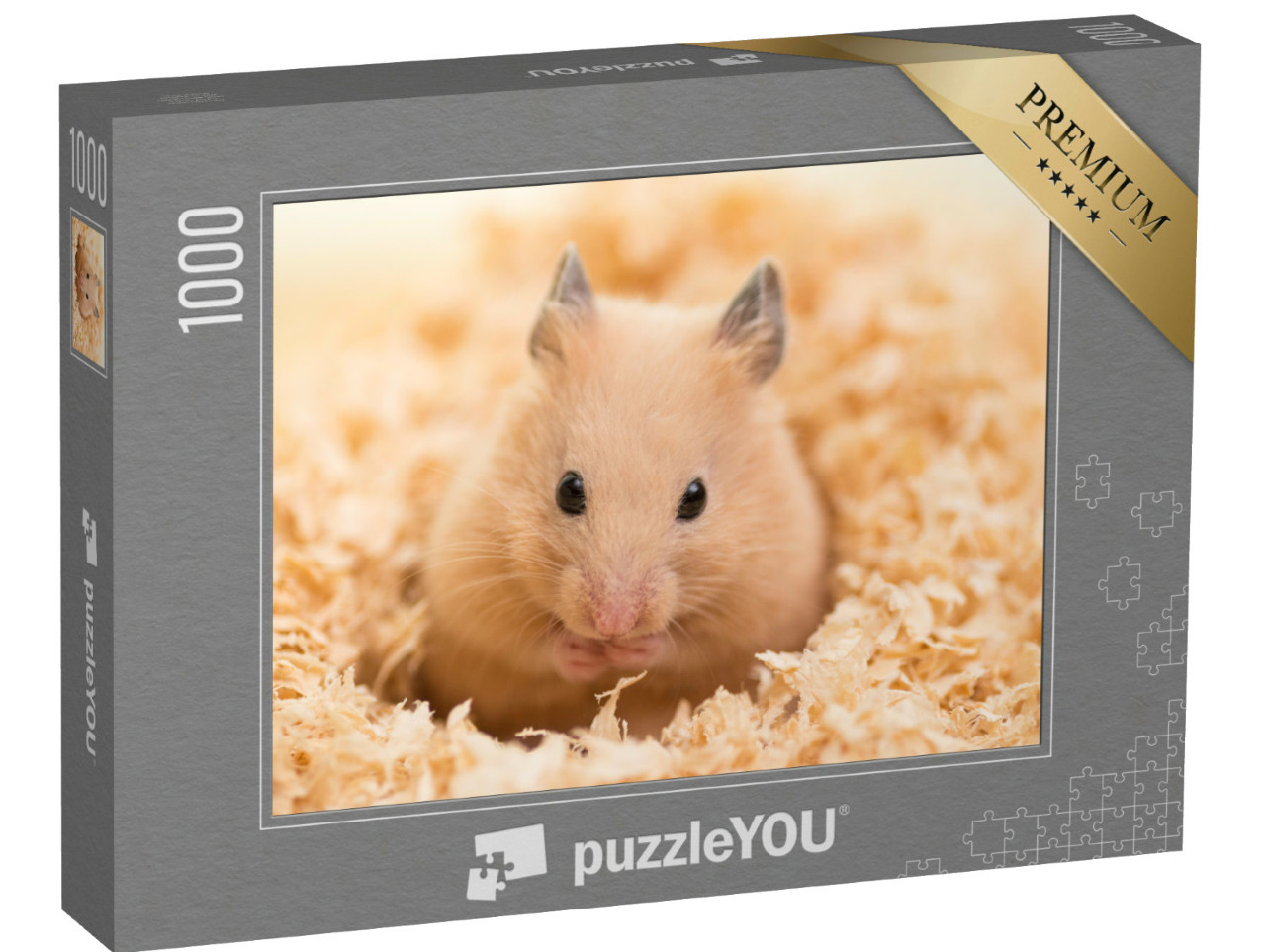 Puzzle 1000 Teile „Goldhamster auf Holzspänen“