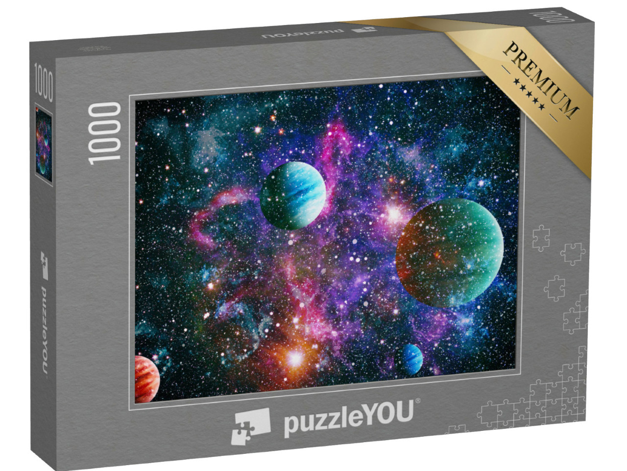 Puzzle 1000 Teile „Planeten im Weltraum mit Sonnenblitz“