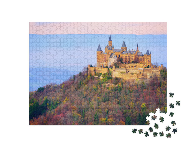 Puzzle 1000 Teile „Burg Hohenzollern in der Dämmerung, Baden-Württemberg“