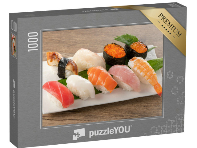 Puzzle 1000 Teile „Nigiri-Sushi auf einem Teller“