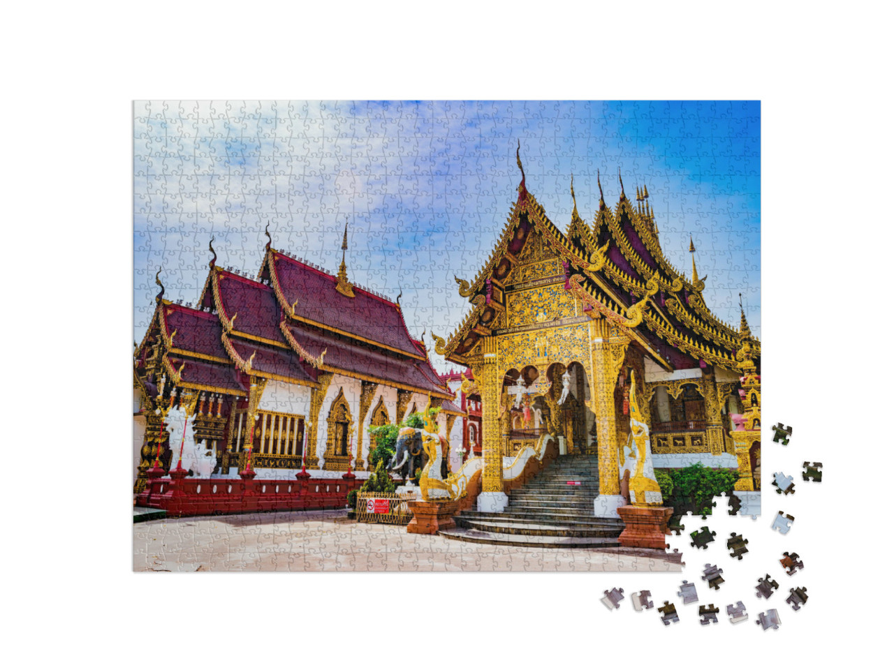 Puzzle 1000 Teile „Wunderschöner buddhistischer Tempel Chiang Mai, Thailand“