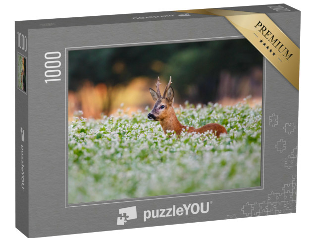 Puzzle 1000 Teile „Rehe in einem Blumenfeld“