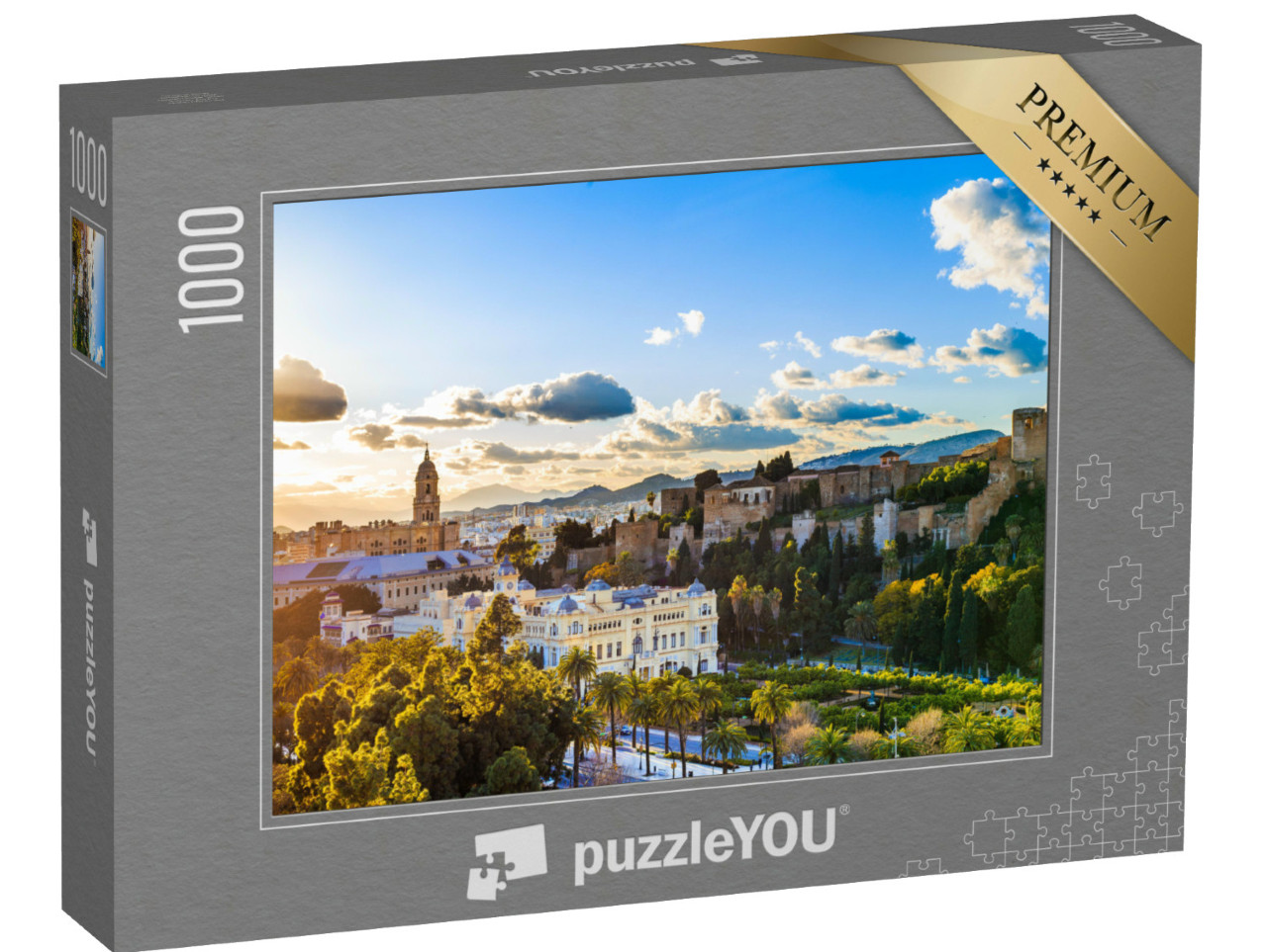 Puzzle 1000 Teile „Sonnenuntergang mit Blick auf die Kathedrale von Malaga“