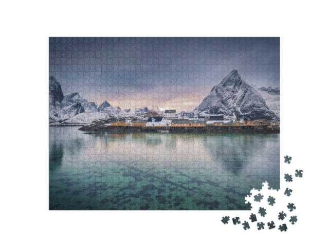 Puzzle 1000 Teile „Das schöne Dorf Sakrisoy auf den norwegischen Lofoten-Inseln“