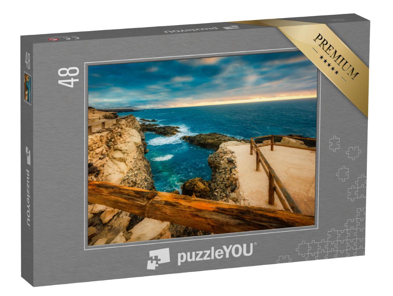 Puzzle 48 Teile „Ajuy Strand Fuerteventura im Sonnenuntergang“