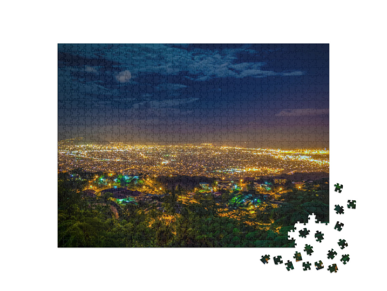 Puzzle 1000 Teile „Nachtansicht von Kingston, Jamaika“