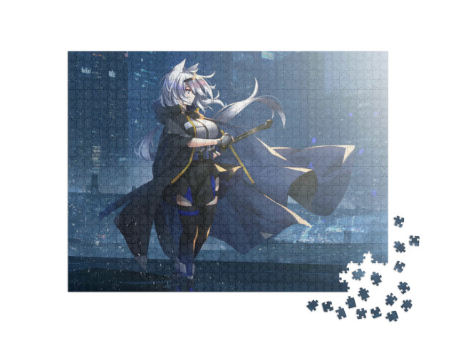 Puzzle 1000 Teile „Zeichnung eines Ritters, Mädchen-Anime“