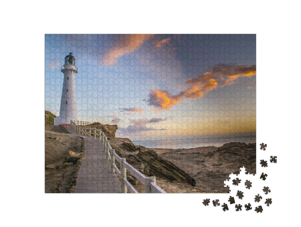Puzzle 1000 Teile „Castlepoint-Leuchtturm auf der Nordinsel von Neuseeland“