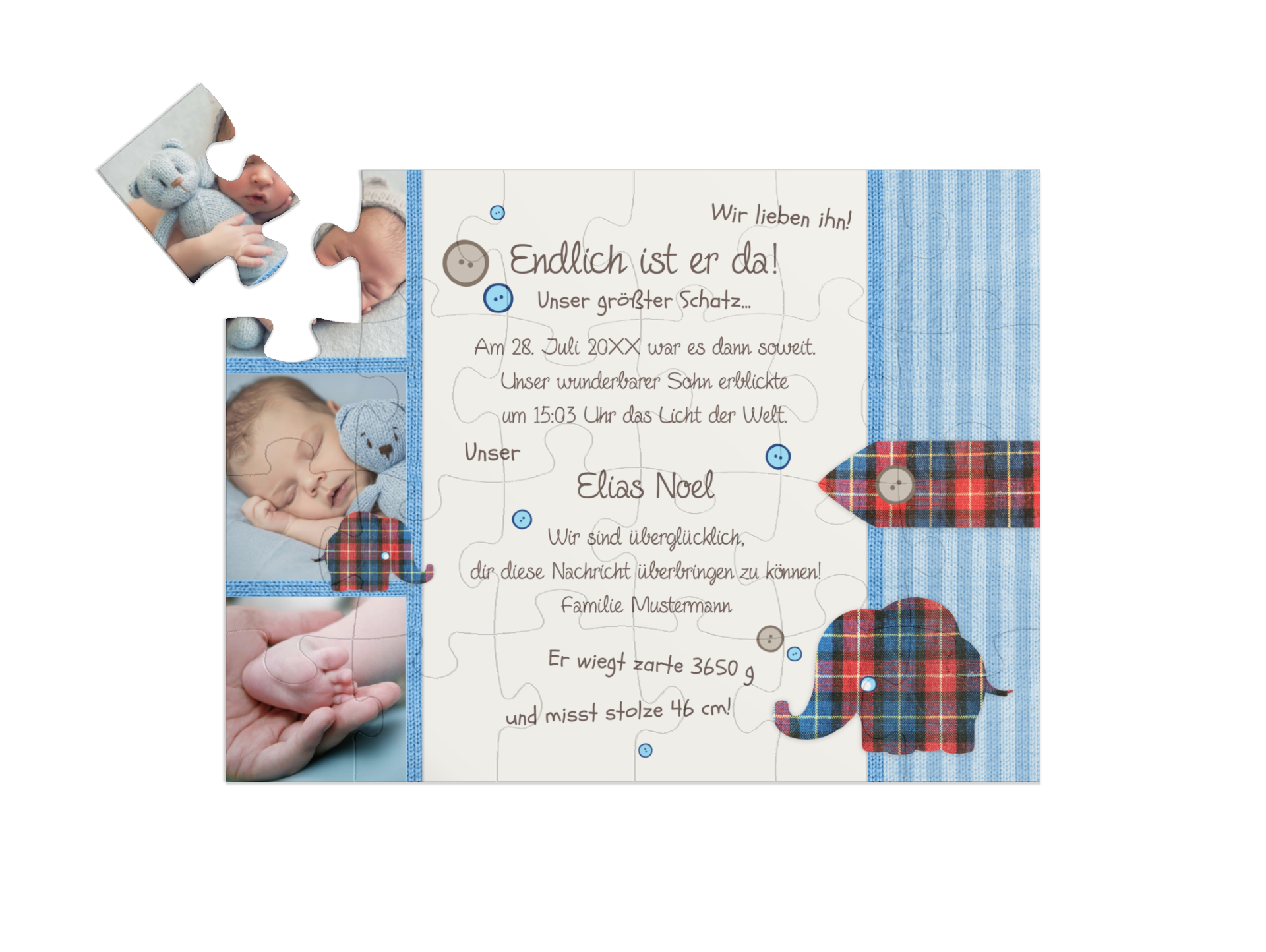 "Textil" in Querformat babyblau