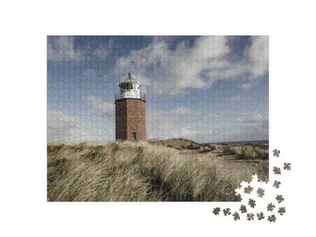 Puzzle 1000 Teile „Leuchtturm Quermarkenfeuer bei Kampen, Sylt, Deutschland“